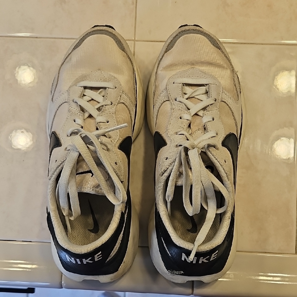 Nike Beige and Black Classic Trainer Sneakers